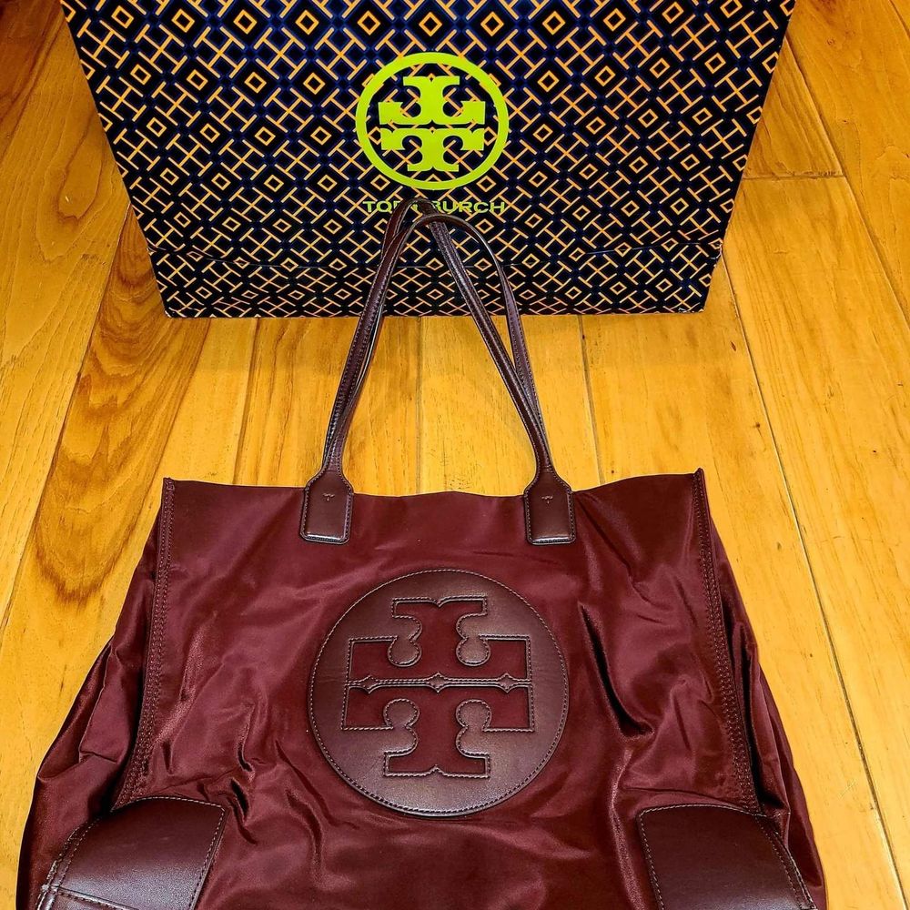 Tory Burch Designer Large Tote Purse Handbag Burgundy Red